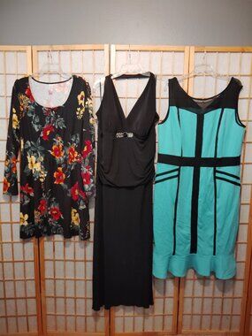 3/$20 LOT DRESSES STRETCH FLORAL BOHO EN FOCUS ELOQUII-WOMENS PLUS SIZE 20/20W